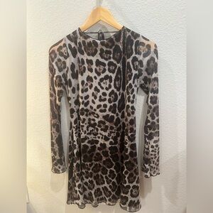 Leopard mesh long sleeve tie back pretty little thing US10